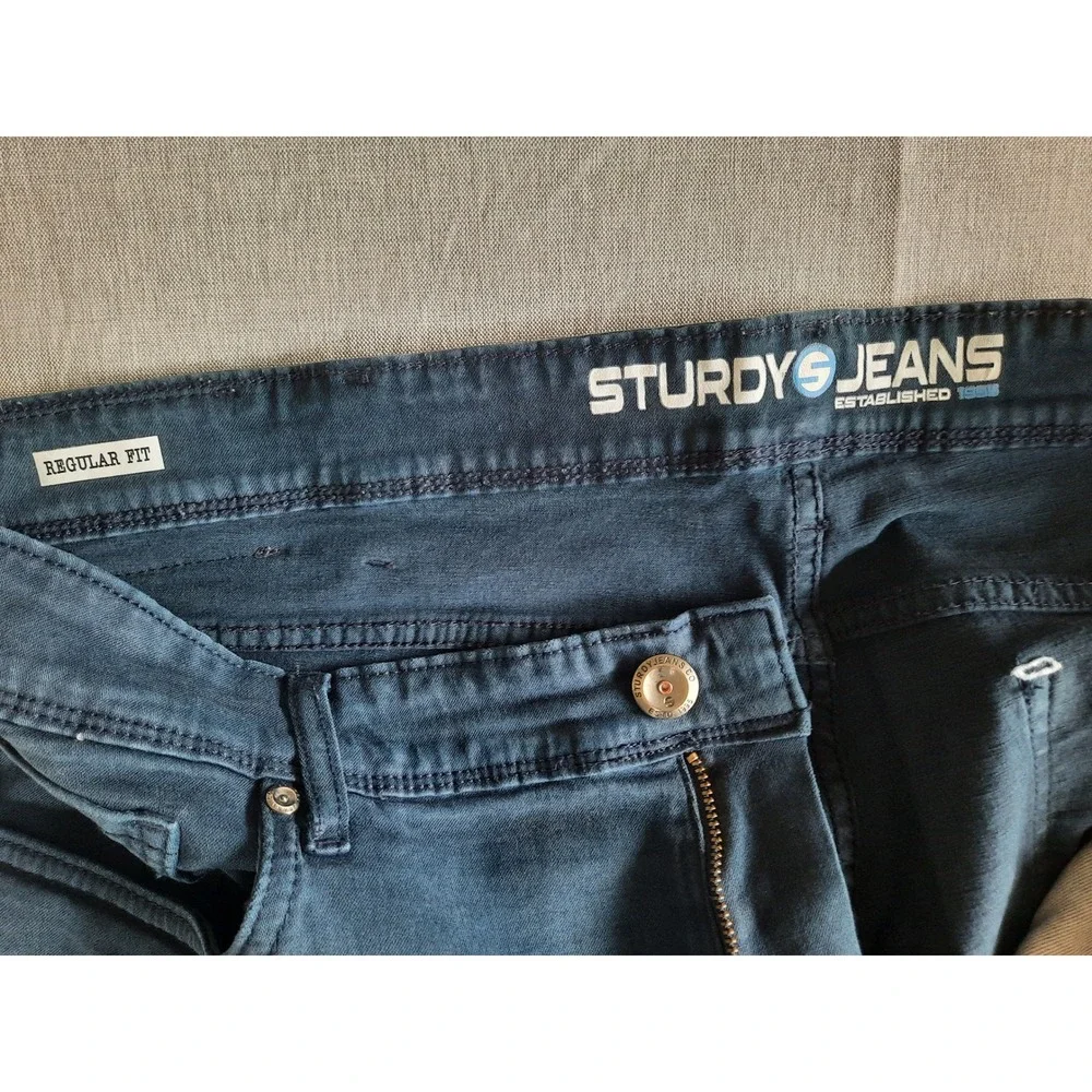 Sturdy Jeans Men 42 Regular Fit Stretch Straight Navy Blue Cotton Blend Bootcut